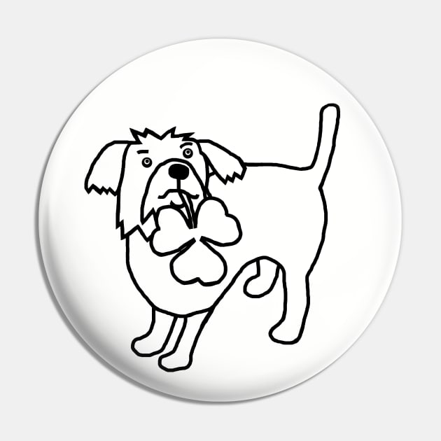 Dog Holding Shamrock Outline for St Patricks Day Pin by ellenhenryart