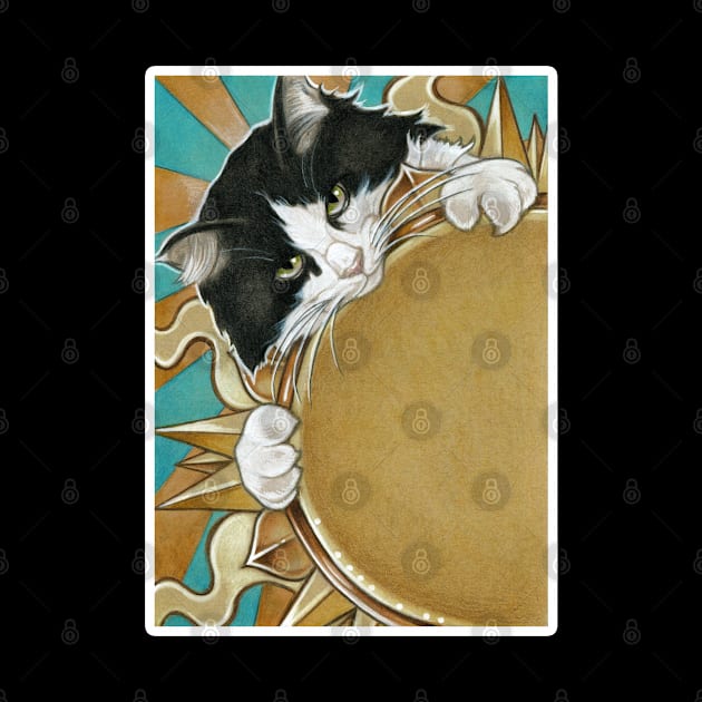 Cats Love The Sunshine - White Outlined Version by Nat Ewert Art