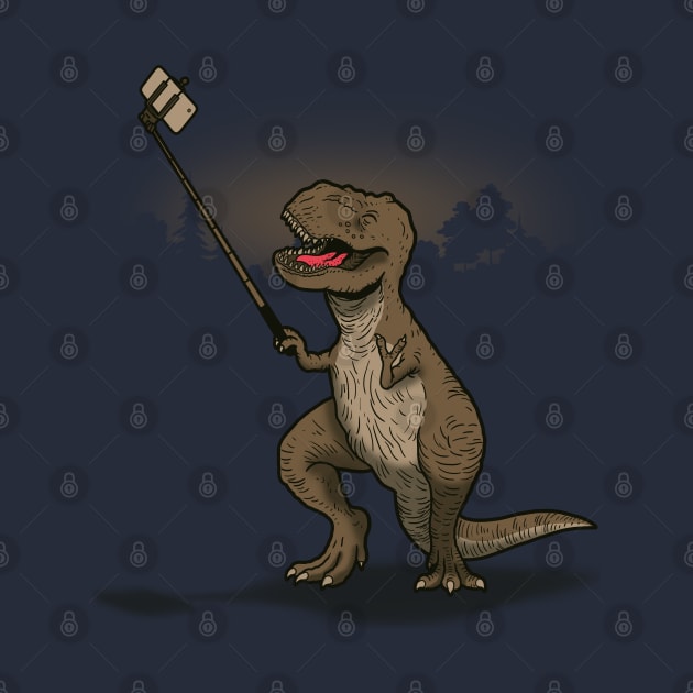 Funny Cute T-Rex Dinosaur Taking Selfie Funny Selfie by BoggsNicolas