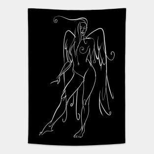 Naughty Angel, Artistic nude Drawing, Woman Tapestry