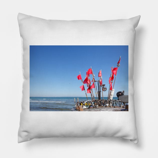 Fishing boat, beach, Binz, Ruegen, Mecklenburg-Western Pomerania, Germany Pillow by Kruegerfoto