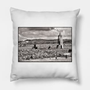 Playing on the beach at Port Logan - Scotland Pillow