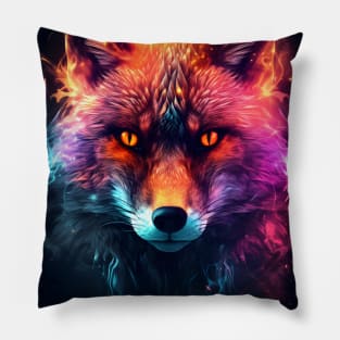 Colorful Fox Animal Neon Pillow