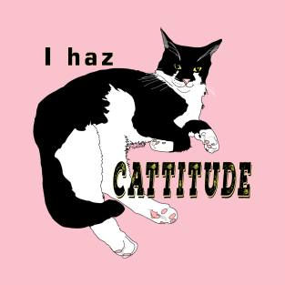 Cute Tuxedo Cat I haz attitude  Copyright TeAnne T-Shirt