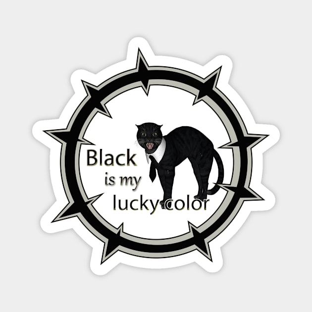 Funny cat, black ist my lucky color Magnet by Nicky2342