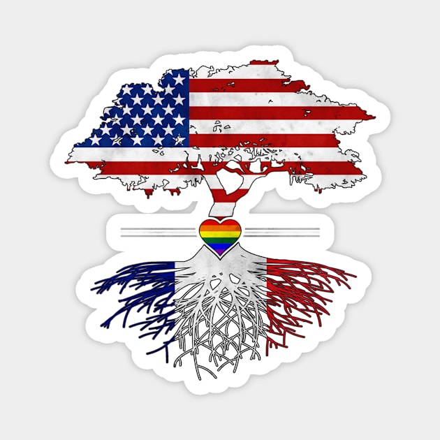 American Grown French Roots Gay Heart LGBT Pride Magnet by wheedesign