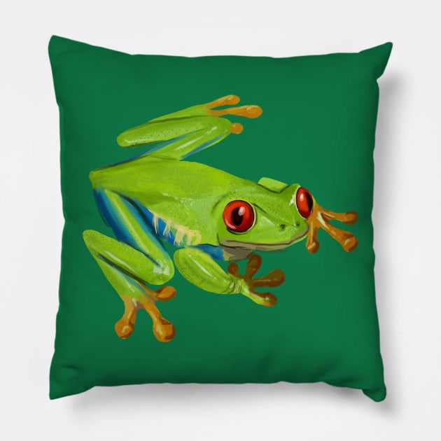 Red Eyed Tree Frog Pillow by Khalico