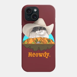 Meowdy Texas Cat Cowboy Meme Funny Internet Illustration Phone Case