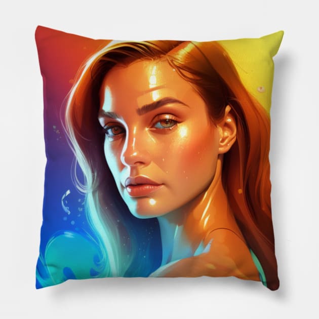 Portrast of Natalie Portman Digital Redition Pillow by This is ECP