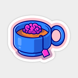 Brain Tea In Cup Cartoon Magnet