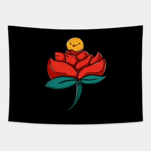 Roses flower with smile emoticon Tapestry