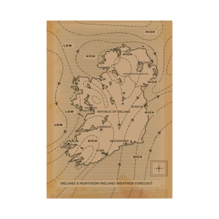 Meteorological vintage style map of Ireland and Northern Ireland T-Shirt
