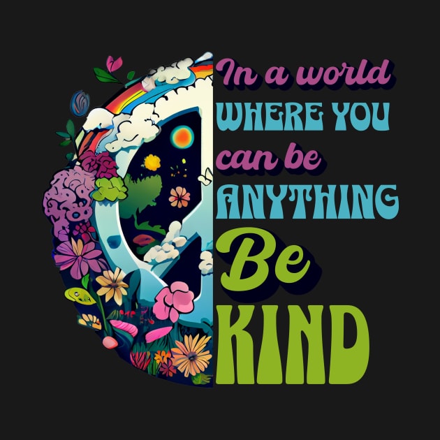 In a World Where You Can Be Anything Be Kind - Peace Hippie Flowers Earth by Unified by Design