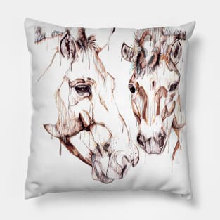 Watercolor Horses Pillow