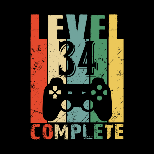 Vintage 34th Wedding Anniversary Level 34 Complete Funny Video Gamer Birthday Gift Ideas by smtworld