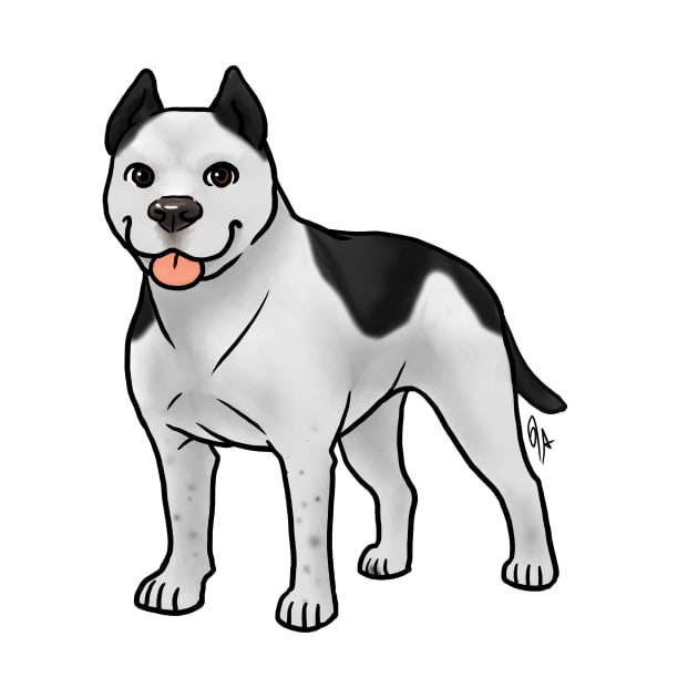 Dog - American Staffordshire  Terrier - Cropped Black and White by Jen's Dogs Custom Gifts and Designs