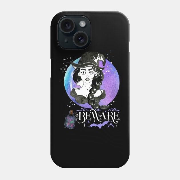 Magic Witch Tarot cards Beware potion witchy hat Witchcraft astrology Halloween Phone Case by BoogieCreates