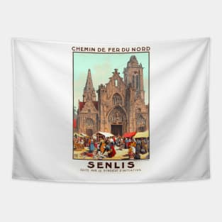 Senlis, France  - Vintage French Railway Travel Poster Tapestry