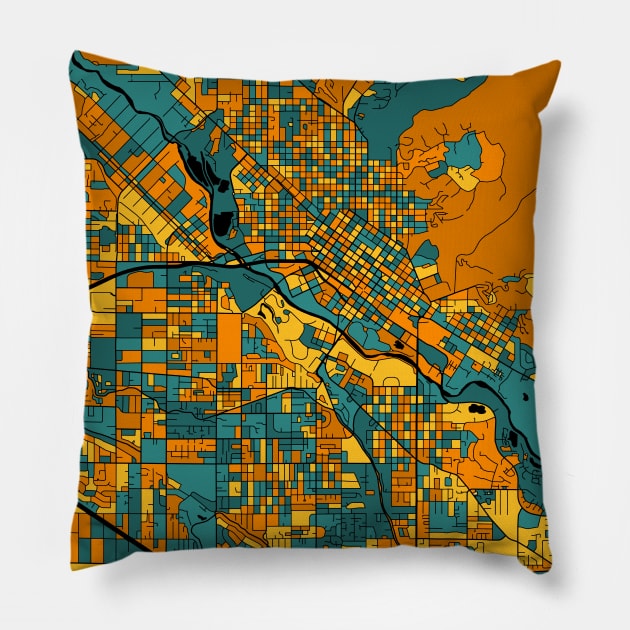 Boise Map Pattern in Orange & Teal Pillow by PatternMaps