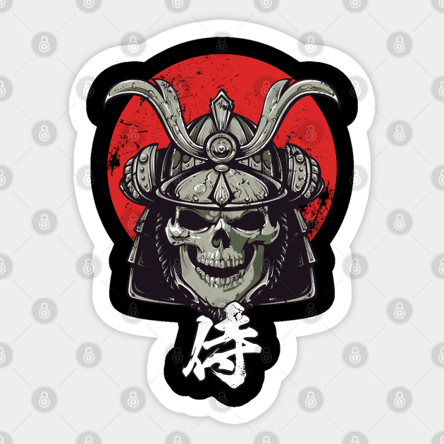 Samurai Skull Japanese Kanji Style Samurai Skull Sticker Teepublic Samurai Skull Japanese Kanji Style Samurai Skull Sticker Teepublic