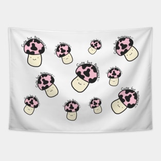 Cute but Poisonous Mushrooms Pattern Kawaii Pink Anime Harajuku Pink Mushroom Logo Minimal Art Tapestry