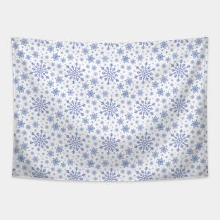 Pretty White & Blue Winter Snowflake Pattern Tapestry