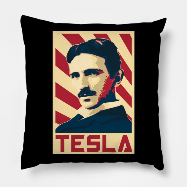 Nikola Tesla Retro Pillow by Nerd_art