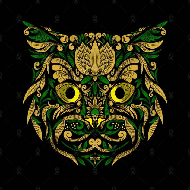 My Cat Decoration Gold and Green by Flank Ivan