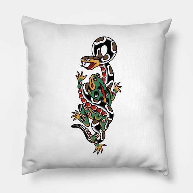 Snake and frog Pillow by NicoleHarvey