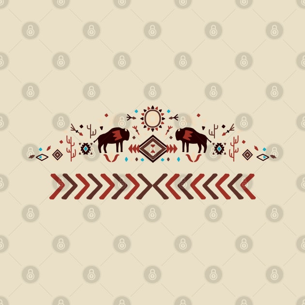 Native American Pattern with Bisons by Lucia