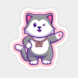 Cute Fat Husky Dog Cartoon Magnet