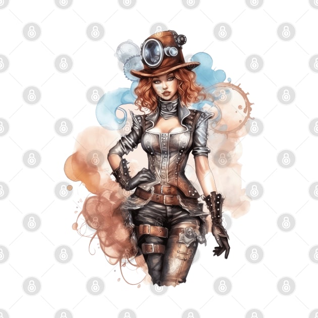 Watercolor Steampunk Girl #6 by Chromatic Fusion Studio