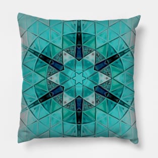 Mosaic Mandala Flower Blue and White Pillow