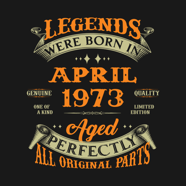 Legends Were Born In April 1973 Aged Perfectly Original Parts by Foshaylavona.Artwork