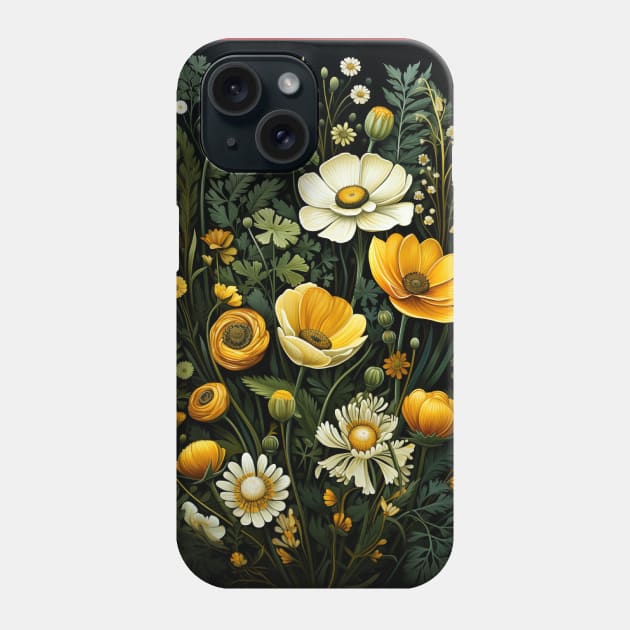 Olive Green Boho Botanical Wildflowers Phone Case by Kertz TheLegend