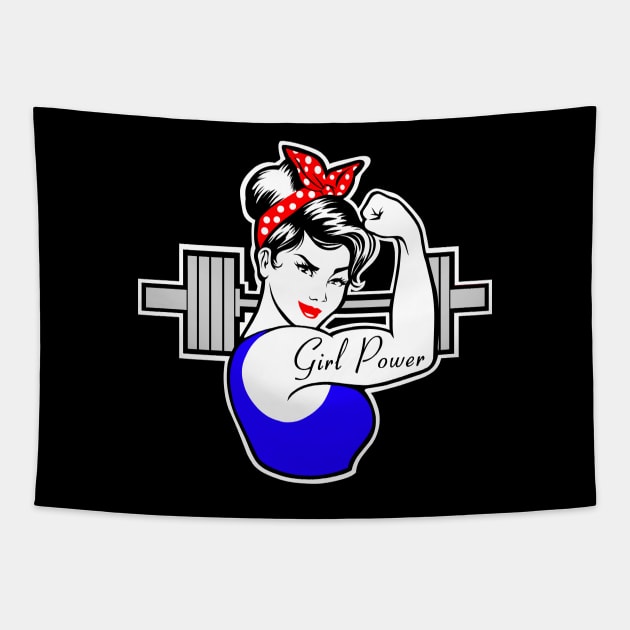 Barbell girl, weightlifting girl, fitness girl, gym girl Tapestry by TimAddisonArt