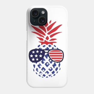 Hawaiian Pineapple American Flag Sunglasses 4th of July Phone Case