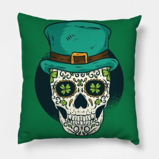 Sugar Skull St Patricks Day Of The Dead Women Shamrock Pillow