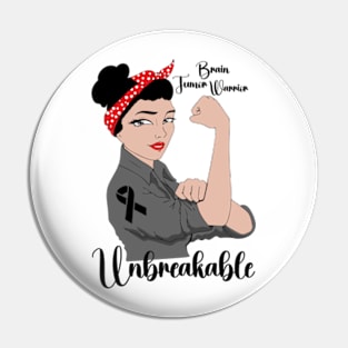 Brain Cancer Awareness Brain Tumor Warrior Unbreakable Pin