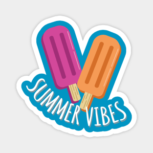 Summer Vibes Cute Raspberry and Orange Popsicle Drawing Magnet