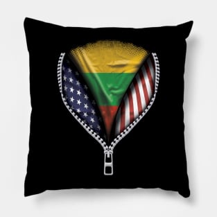 Lithuanian Flag  Lithuania Flag American Flag Zip Down - Gift for Lithuanian From Lithuania Pillow