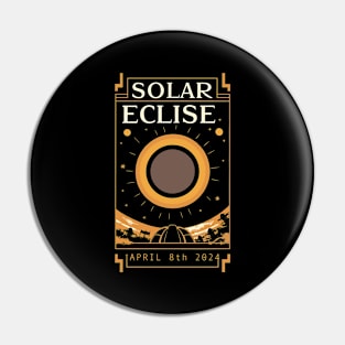 Total Solar Eclipse April 8th 2024- Art Deco style Pin