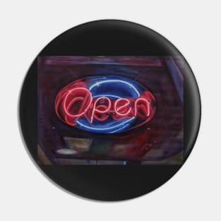 Open Neon Sign Pin