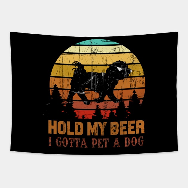 Holding My Beer I Gotta Pet This Maltese Tapestry by Walkowiakvandersteen