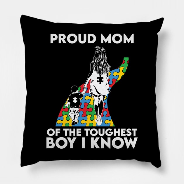 Proud Mom Autism Awareness Gift for Birthday, Mother's Day, Thanksgiving, Christmas Pillow by skstring