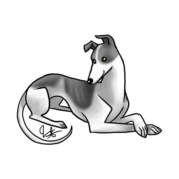 Dog - Greyhound - Black and White by Jen's Dogs Custom Gifts and Designs