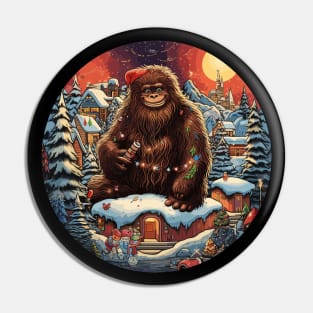 Bigfoot Squatching Through The Snow Sasquatch Christmas Xmas Pin