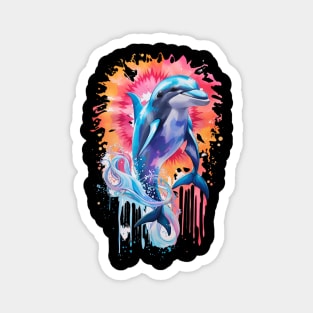 Harmony of Colors: McKenna's Tie-Dye Dolphin Serenade Magnet