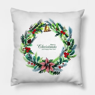 Merry Christmas Floral Ring Pillow