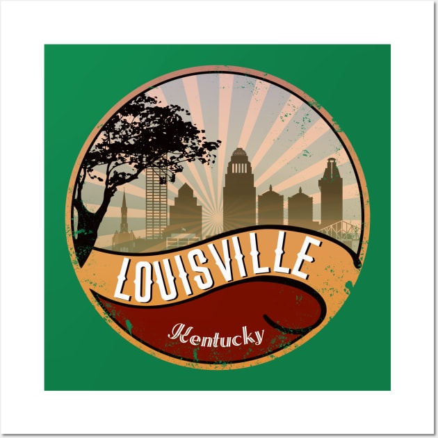 Louisville, Kentucky, Retro Skyline Classic Series, Art & Giclee Prints